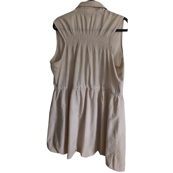 Dots Women's Plus Size 2X Sleeveless Button Down Tan Dress - Picture 2 of 12